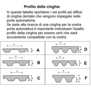 ART. 610157 - Cinghia dentata per Automazioni BFT D191116 - Prezzo al metro