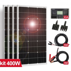 ART. 800633 - Kit 4 Pannelli Solari monocristallino 100W 18V mod. KPSM400W-18V