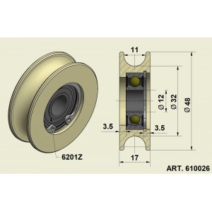 ART. 610026 - Ruota di trascinamento per EDM 18 - 48x12x17 Gola 11mm