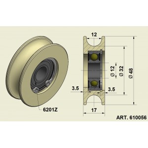 ART. 610056 - Ruota di trascinamento per EDM 18 - 48x12x17 Gola 12mm