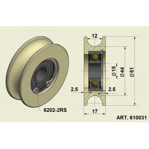 ART. 610031 - RUOTE di trascinamento per porte automatiche 51x15x17